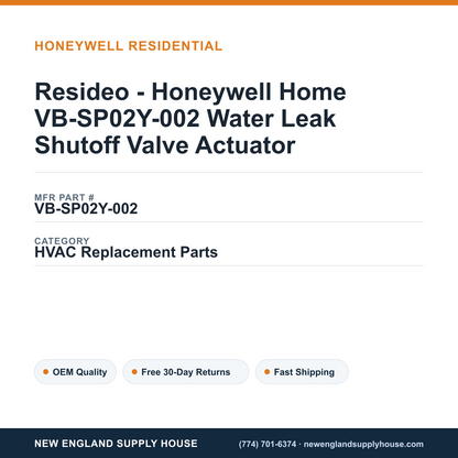 Resideo - Honeywell Home VB-SP02Y-002 Water Leak Shutoff Valve Actuator — New England Supply House spec card [NESH-SPEC-CARD-V2]