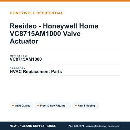 Resideo - Honeywell Home VC8715AM1000 Valve Actuator — New England Supply House spec card [NESH-SPEC-CARD-V2]