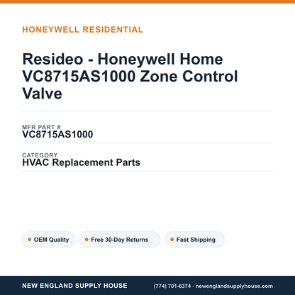 Resideo - Honeywell Home VC8715AS1000 Zone Control Valve — New England Supply House spec card [NESH-SPEC-CARD-V2]