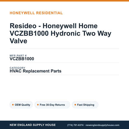 Resideo - Honeywell Home VCZBB1000 Hydronic Two Way Valve — New England Supply House spec card [NESH-SPEC-CARD-V2]