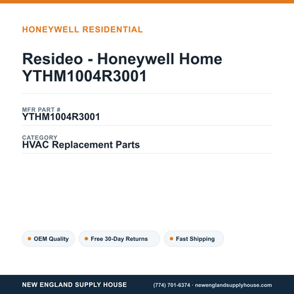 Resideo - Honeywell Home YTHM1004R3001 — New England Supply House spec card [NESH-SPEC-CARD-V2]