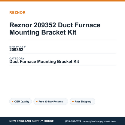 Reznor 209352 Duct Furnace Mounting Bracket Kit — New England Supply House spec card [NESH-SPEC-CARD-V2]