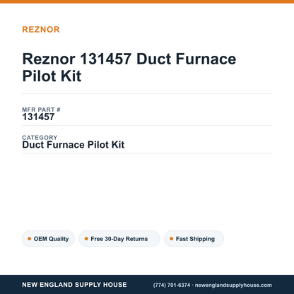 Reznor 131457 Duct Furnace Pilot Kit — New England Supply House spec card [NESH-SPEC-CARD-V2]