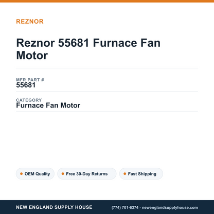Reznor 55681 Furnace Fan Motor — New England Supply House spec card [NESH-SPEC-CARD-V2]