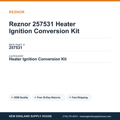 Reznor 257531 Heater Ignition Conversion Kit — New England Supply House spec card [NESH-SPEC-CARD-V2]