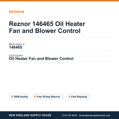 Reznor 146465 Oil Heater Fan and Blower Control — New England Supply House spec card [NESH-SPEC-CARD-V2]