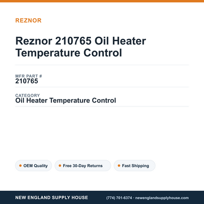 Reznor 210765 Oil Heater Temperature Control — New England Supply House spec card [NESH-SPEC-CARD-V2]