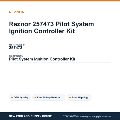 Reznor 257473 Pilot System Ignition Controller Kit — New England Supply House spec card [NESH-SPEC-CARD-V2]
