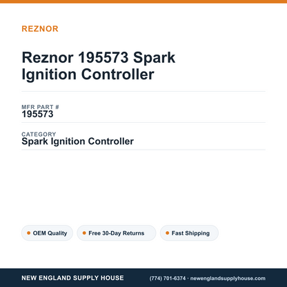 Reznor 195573 Spark Ignition Controller — New England Supply House spec card [NESH-SPEC-CARD-V2]