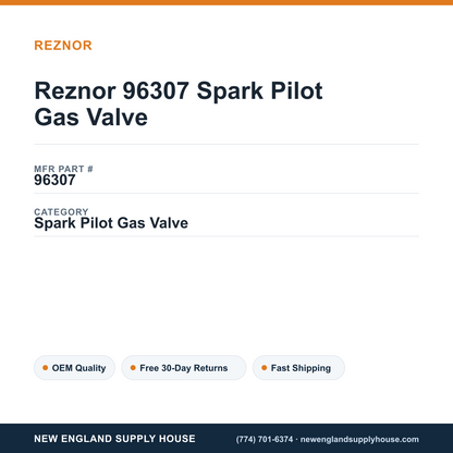 Reznor 96307 Spark Pilot Gas Valve — New England Supply House spec card [NESH-SPEC-CARD-V2]
