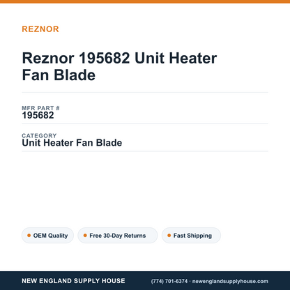 Reznor 195682 Unit Heater Fan Blade — New England Supply House spec card [NESH-SPEC-CARD-V2]