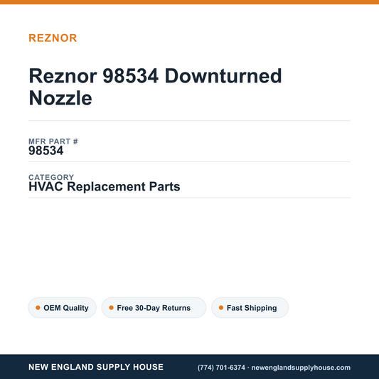 Reznor 98534 Downturned Nozzle — New England Supply House spec card [NESH-SPEC-CARD-V2]