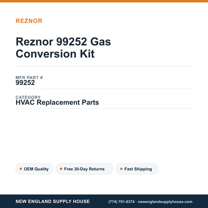 Reznor 99252 Gas Conversion Kit — New England Supply House spec card [NESH-SPEC-CARD-V2]