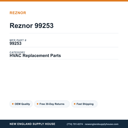 Reznor 99253 — New England Supply House spec card [NESH-SPEC-CARD-V2]