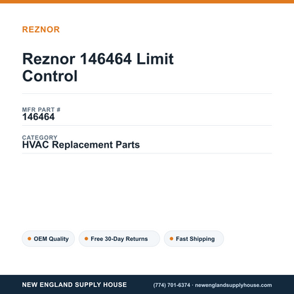 Reznor 146464 Limit Control — New England Supply House spec card [NESH-SPEC-CARD-V2]