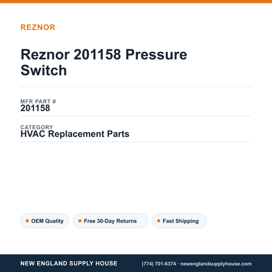 Reznor 201158 Pressure Switch — New England Supply House spec card [NESH-SPEC-CARD-V2]