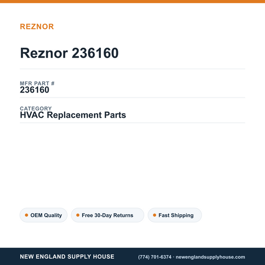 Reznor 236160 — New England Supply House spec card [NESH-SPEC-CARD-V2]