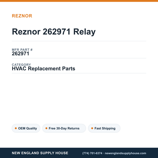 Reznor 262971 Relay — New England Supply House spec card [NESH-SPEC-CARD-V2]