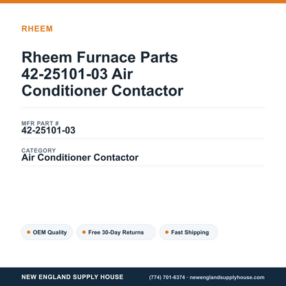 Rheem Furnace Parts 42-25101-03 Air Conditioner Contactor — New England Supply House spec card [NESH-SPEC-CARD-V2]