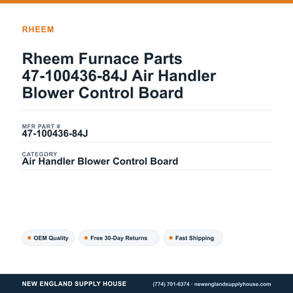 Rheem Furnace Parts 47-100436-84J Air Handler Blower Control Board — New England Supply House spec card [NESH-SPEC-CARD-V2]