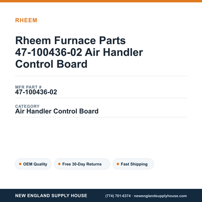 Rheem Furnace Parts 47-100436-02 Air Handler Control Board — New England Supply House spec card [NESH-SPEC-CARD-V2]