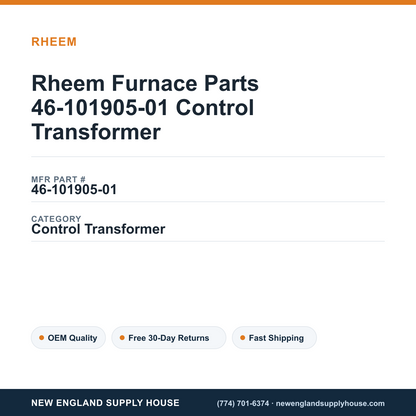 Rheem Furnace Parts 46-101905-01 Control Transformer — New England Supply House spec card [NESH-SPEC-CARD-V2]