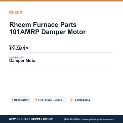 Rheem Furnace Parts 101AMRP Damper Motor — New England Supply House spec card [NESH-SPEC-CARD-V2]