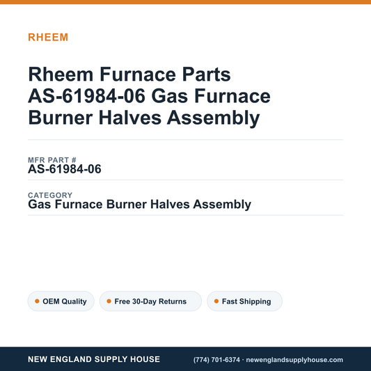 Rheem Furnace Parts AS-61984-06 Gas Furnace Burner Halves Assembly — New England Supply House spec card [NESH-SPEC-CARD-V2]