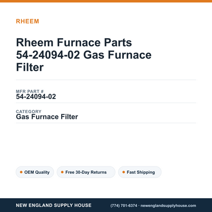 Rheem Furnace Parts 54-24094-02 Gas Furnace Filter — New England Supply House spec card [NESH-SPEC-CARD-V2]