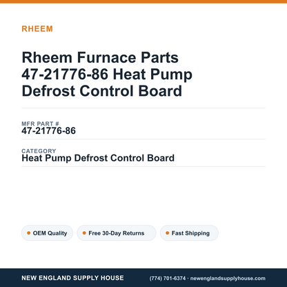 Rheem Furnace Parts 47-21776-86 Heat Pump Defrost Control Board — New England Supply House spec card [NESH-SPEC-CARD-V2]