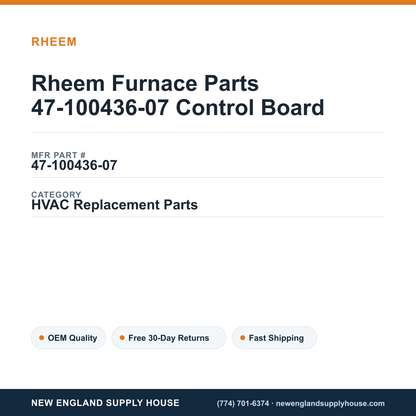 Rheem Furnace Parts 47-100436-07 Control Board — New England Supply House spec card [NESH-SPEC-CARD-V2]