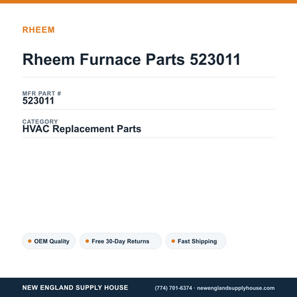 Rheem Furnace Parts 523011 — New England Supply House spec card [NESH-SPEC-CARD-V2]