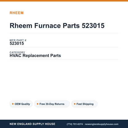Rheem Furnace Parts 523015 — New England Supply House spec card [NESH-SPEC-CARD-V2]