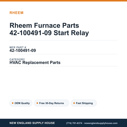 Rheem Furnace Parts 42-100491-09 Start Relay — New England Supply House spec card [NESH-SPEC-CARD-V2]