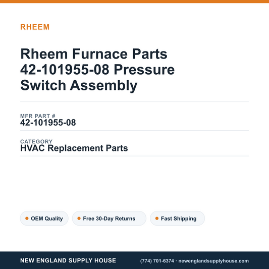 Rheem Furnace Parts 42-101955-08 Pressure Switch Assembly — New England Supply House spec card [NESH-SPEC-CARD-V2]