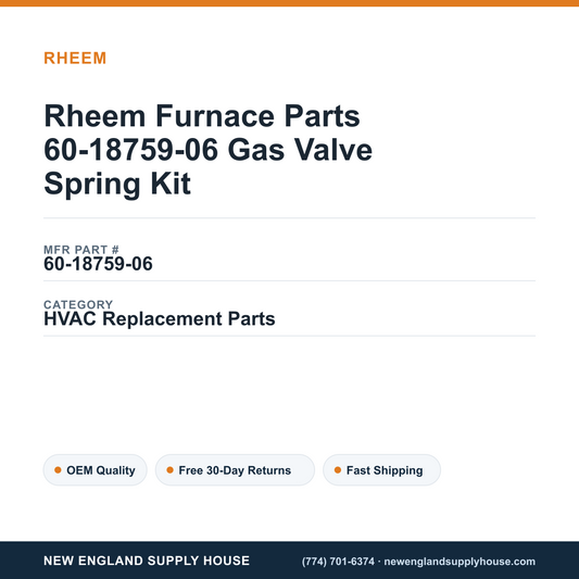 Rheem Furnace Parts 60-18759-06 Gas Valve Spring Kit — New England Supply House spec card [NESH-SPEC-CARD-V2]