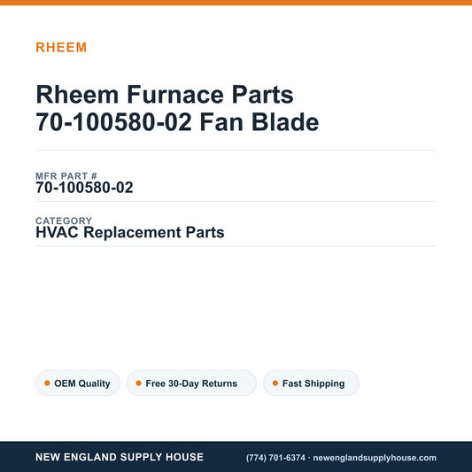Rheem Furnace Parts 70-100580-02 Fan Blade — New England Supply House spec card [NESH-SPEC-CARD-V2]