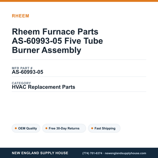 Rheem Furnace Parts AS-60993-05 Five Tube Burner Assembly — New England Supply House spec card [NESH-SPEC-CARD-V2]