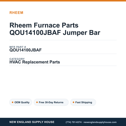 Rheem Furnace Parts QOU14100JBAF Jumper Bar — New England Supply House spec card [NESH-SPEC-CARD-V2]