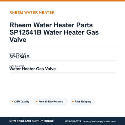 Rheem Water Heater Parts SP12541B Water Heater Gas Valve — New England Supply House spec card [NESH-SPEC-CARD-V2]