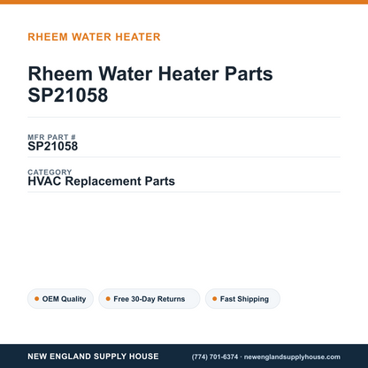 Rheem Water Heater Parts SP21058 — New England Supply House spec card [NESH-SPEC-CARD-V2]