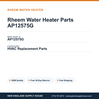 Rheem Water Heater Parts AP12575G — New England Supply House spec card [NESH-SPEC-CARD-V2]