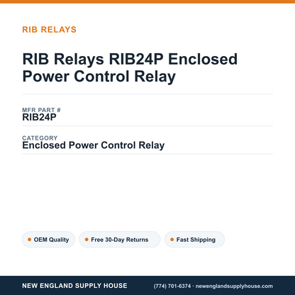 RIB Relays RIB24P Enclosed Power Control Relay — New England Supply House spec card [NESH-SPEC-CARD-V2]