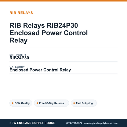 RIB Relays RIB24P30 Enclosed Power Control Relay — New England Supply House spec card [NESH-SPEC-CARD-V2]