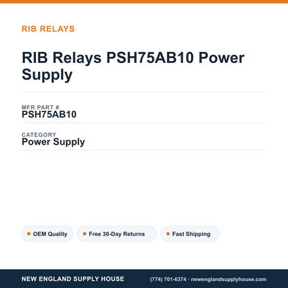 RIB Relays PSH75AB10 Power Supply — New England Supply House spec card [NESH-SPEC-CARD-V2]