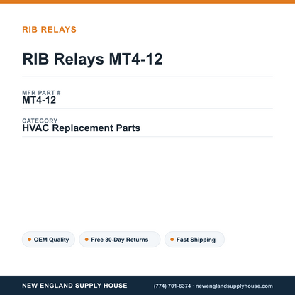RIB Relays MT4-12 — New England Supply House spec card [NESH-SPEC-CARD-V2]
