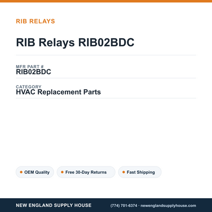 RIB Relays RIB02BDC — New England Supply House spec card [NESH-SPEC-CARD-V2]