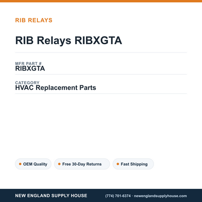 RIB Relays RIBXGTA — New England Supply House spec card [NESH-SPEC-CARD-V2]