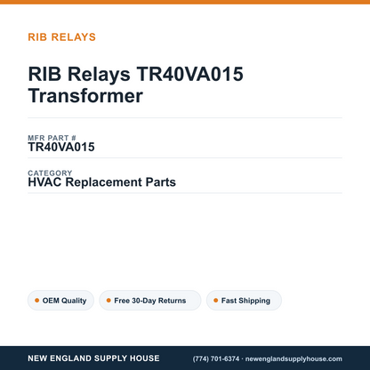 RIB Relays TR40VA015 Transformer — New England Supply House spec card [NESH-SPEC-CARD-V2]