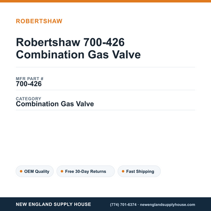 Robertshaw 700-426 Combination Gas Valve — New England Supply House spec card [NESH-SPEC-CARD-V2]